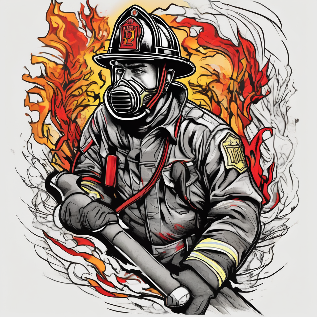 Firefighter tattoo english dragon tattoo, design de tatouage Croquis généré par IA